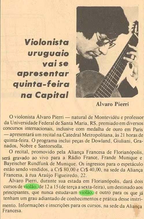 Alvaro Pierri performing a recital in Florianópolis