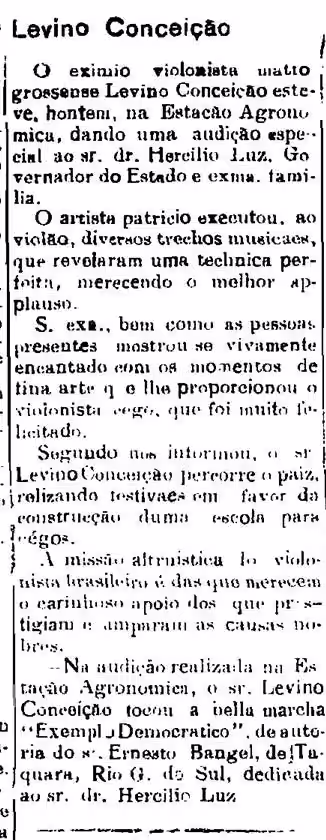 Performance for Hercílio Luz, June 29, 1923