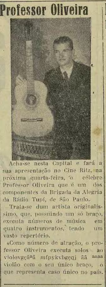 Professor Oliveira, one-armed artist. 1948