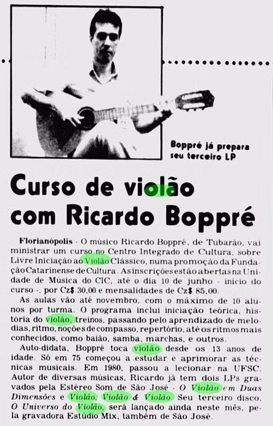 Ricardo Boppré divulga curso e novo LP 