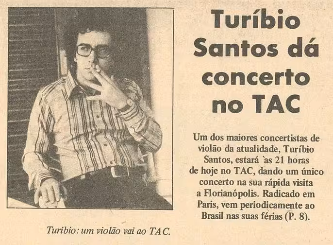 Turíbio Santos se apresentando em Florianópolis, 1973