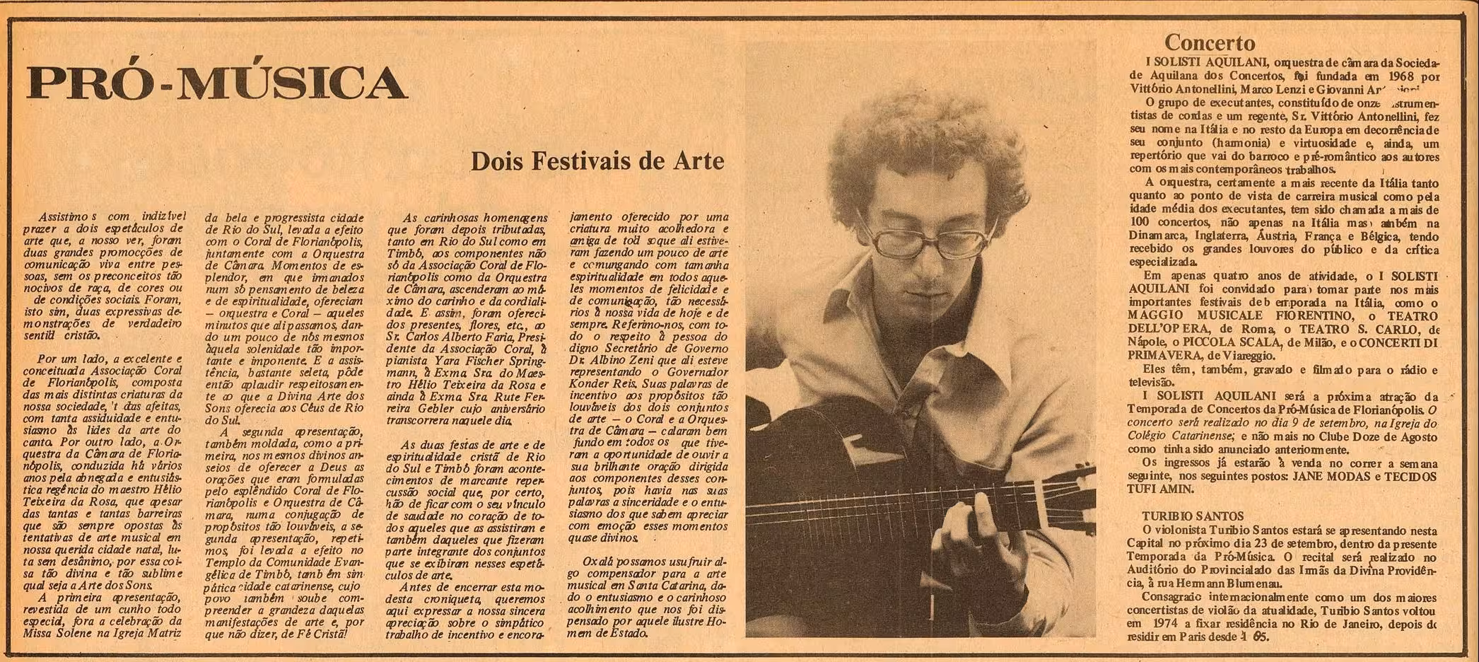 Turíbio Santos se apresentando em Florianópolis, 1975